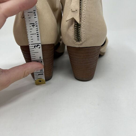 OTBT Patchouli Sandals Tan Leather Gladiator Heel Booties Peep Toe Zip Size 6.5 - Picture 10 of 14